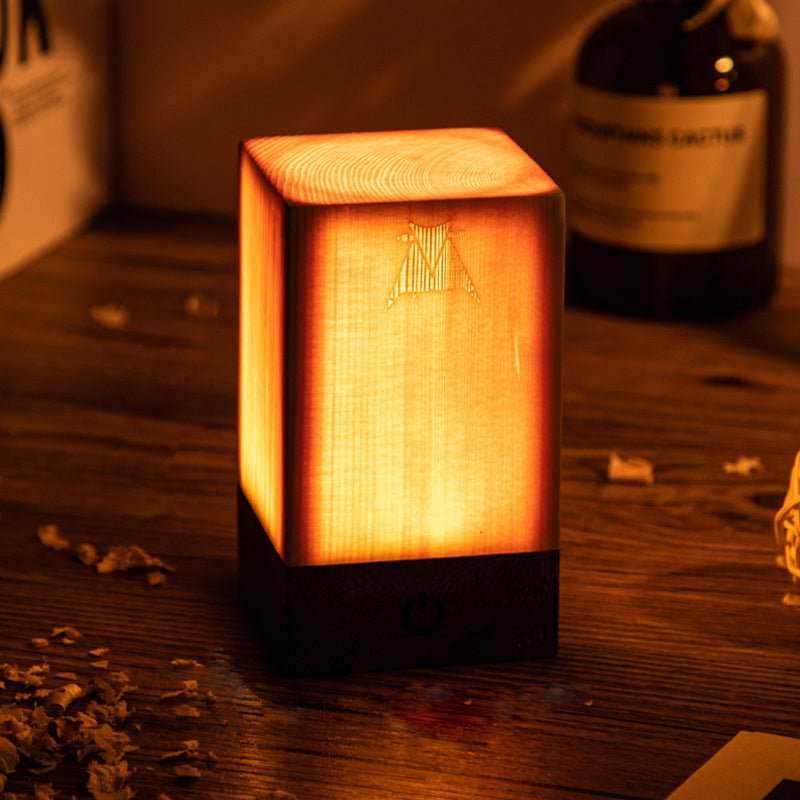 Stylish LED Table Lamp – Cordless Wood-Look Night Light, Rechargeable Touch Lamp for Nightstand & Desk, 3 Shapes – WoodGlow - Nalani - Fashion Clothing and Decor