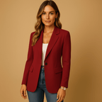 Tailored Single-Breasted Blazer – Women's Classic Blazer for Work & Occasions, 8 Colours, UK 8–18 – Charlotte - Nalani - Fashion Clothing and Decor