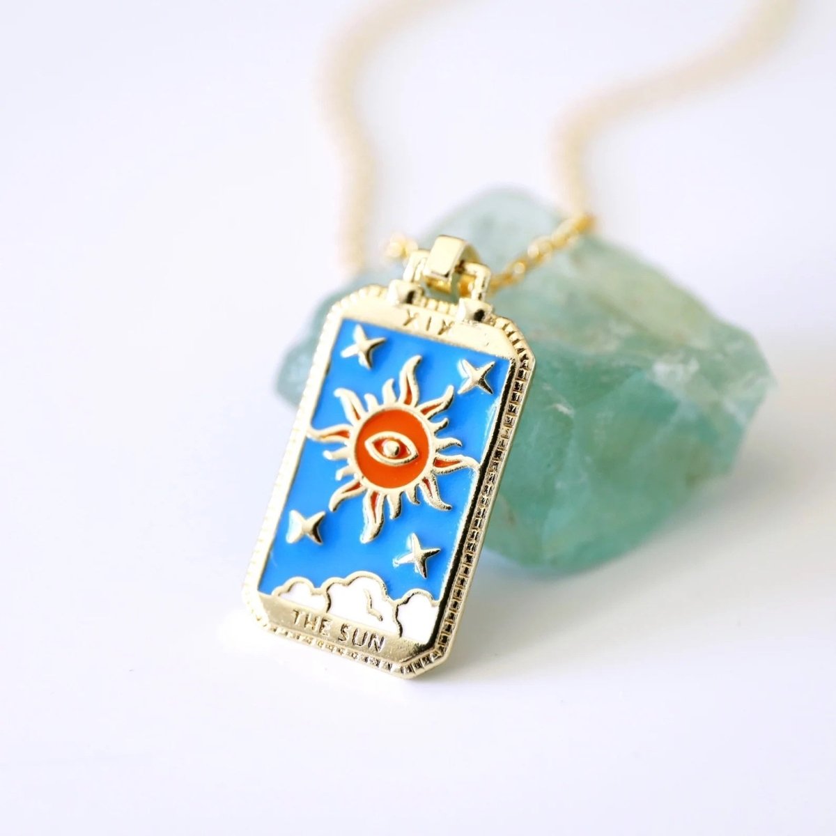 Tarot Card Necklace – Stainless Steel Tarot Pendant Necklace, Sun, Moon, Star & World, Each with Its Own Meaning – Amore - Nalani - Fashion Clothing and Decor