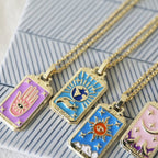 Tarot Card Necklace – Stainless Steel Tarot Pendant Necklace, Sun, Moon, Star & World, Each with Its Own Meaning – Amore - Nalani - Fashion Clothing and Decor