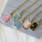 Tarot Card Necklace – Stainless Steel Tarot Pendant Necklace, Sun, Moon, Star & World, Each with Its Own Meaning – Amore - Nalani - Fashion Clothing and Decor