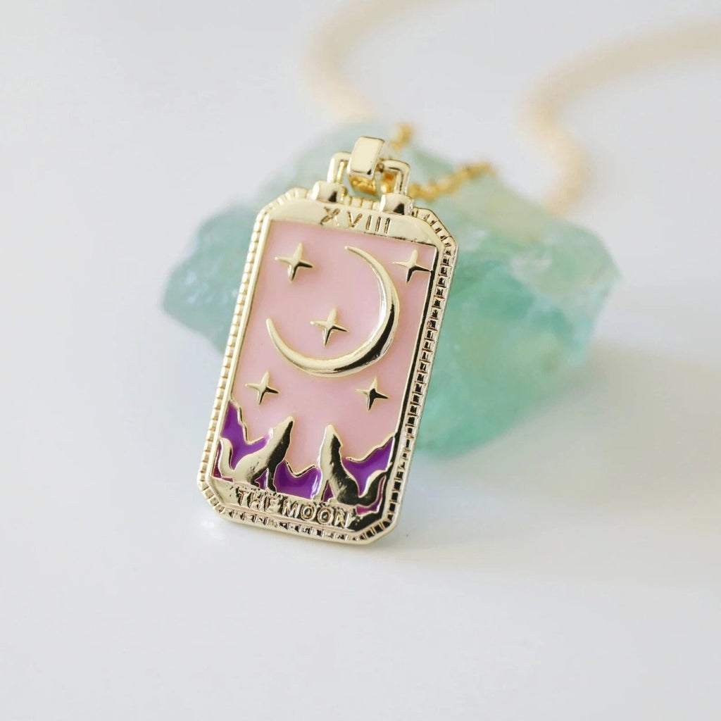 Tarot Card Necklace – Stainless Steel Tarot Pendant Necklace, Sun, Moon, Star & World, Each with Its Own Meaning – Amore - Nalani - Fashion Clothing and Decor