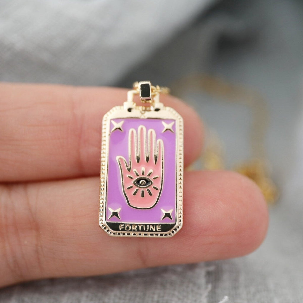 Tarot Card Necklace – Stainless Steel Tarot Pendant Necklace, Sun, Moon, Star & World, Each with Its Own Meaning – Amore - Nalani - Fashion Clothing and Decor