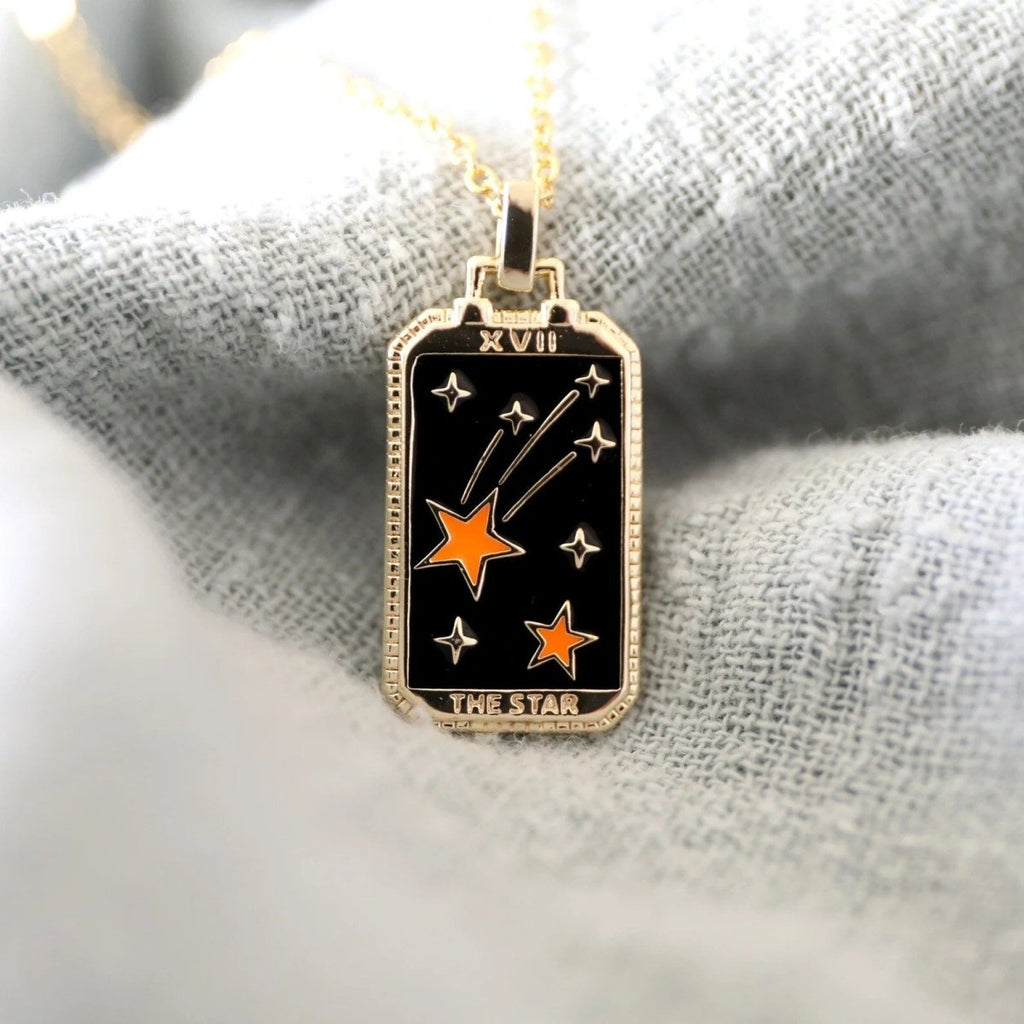 Tarot Card Necklace – Stainless Steel Tarot Pendant Necklace, Sun, Moon, Star & World, Each with Its Own Meaning – Amore - Nalani - Fashion Clothing and Decor