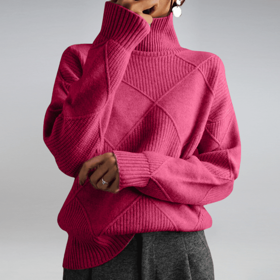 Tasana | Women's Diamond Knit Sweater - Textured Pullover - Nalani - Fashion Clothing and Decor