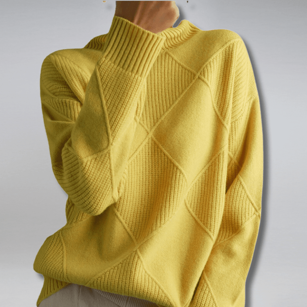 Tasana | Women's Diamond Knit Sweater - Textured Pullover - Nalani - Fashion Clothing and Decor