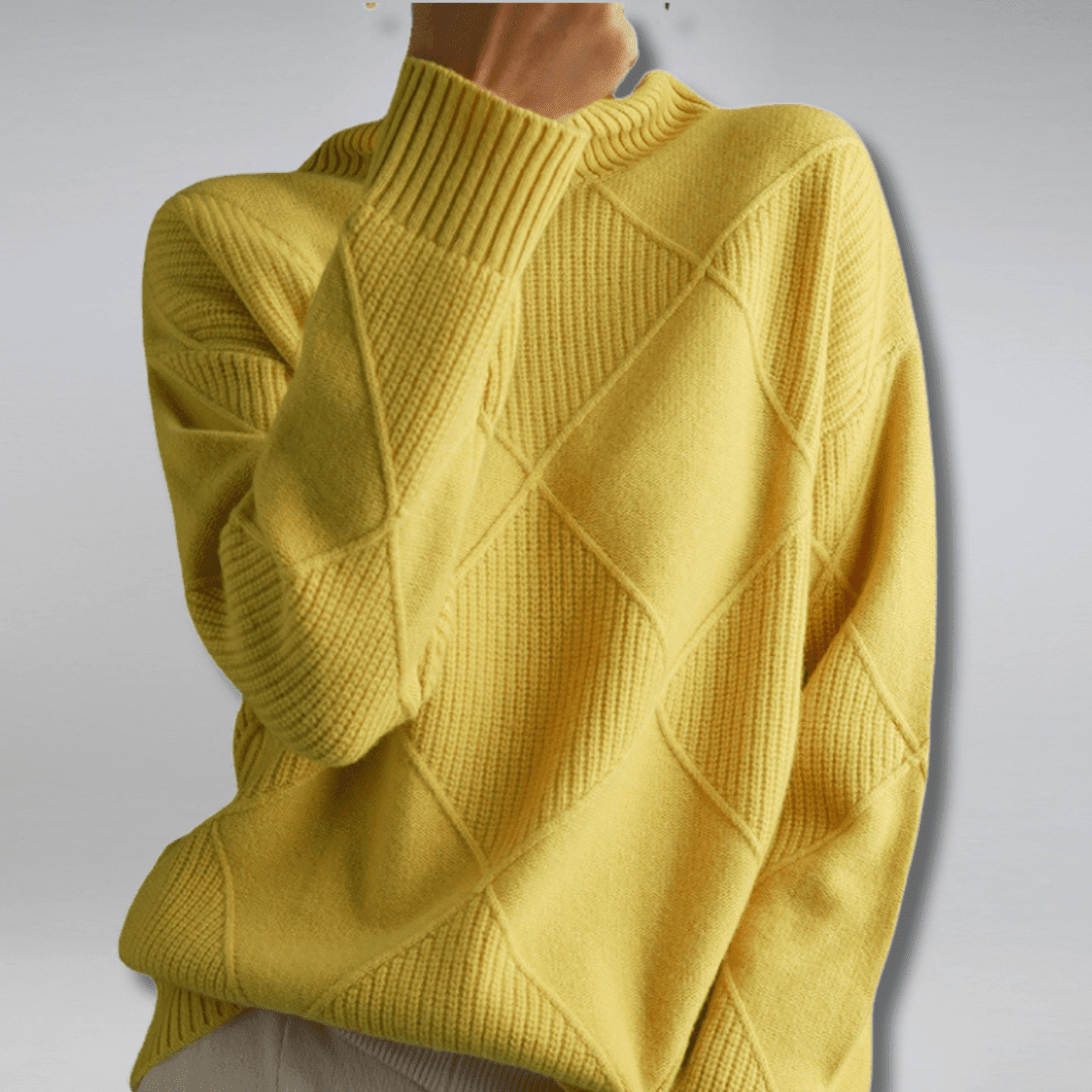 Tasana | Women's Diamond Knit Sweater - Textured Pullover - Nalani - Fashion Clothing and Decor