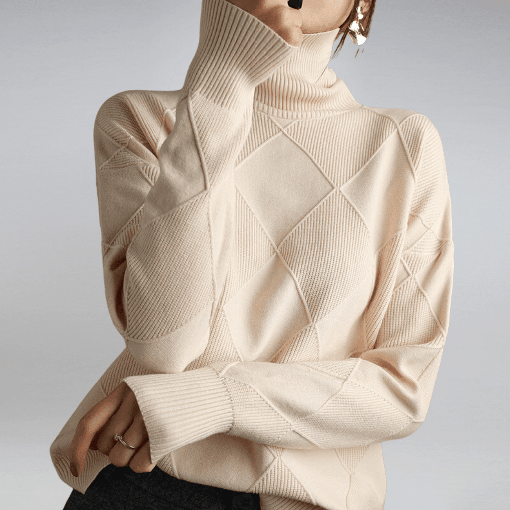 Tasana | Women's Diamond Knit Sweater - Textured Pullover - Nalani - Fashion Clothing and Decor