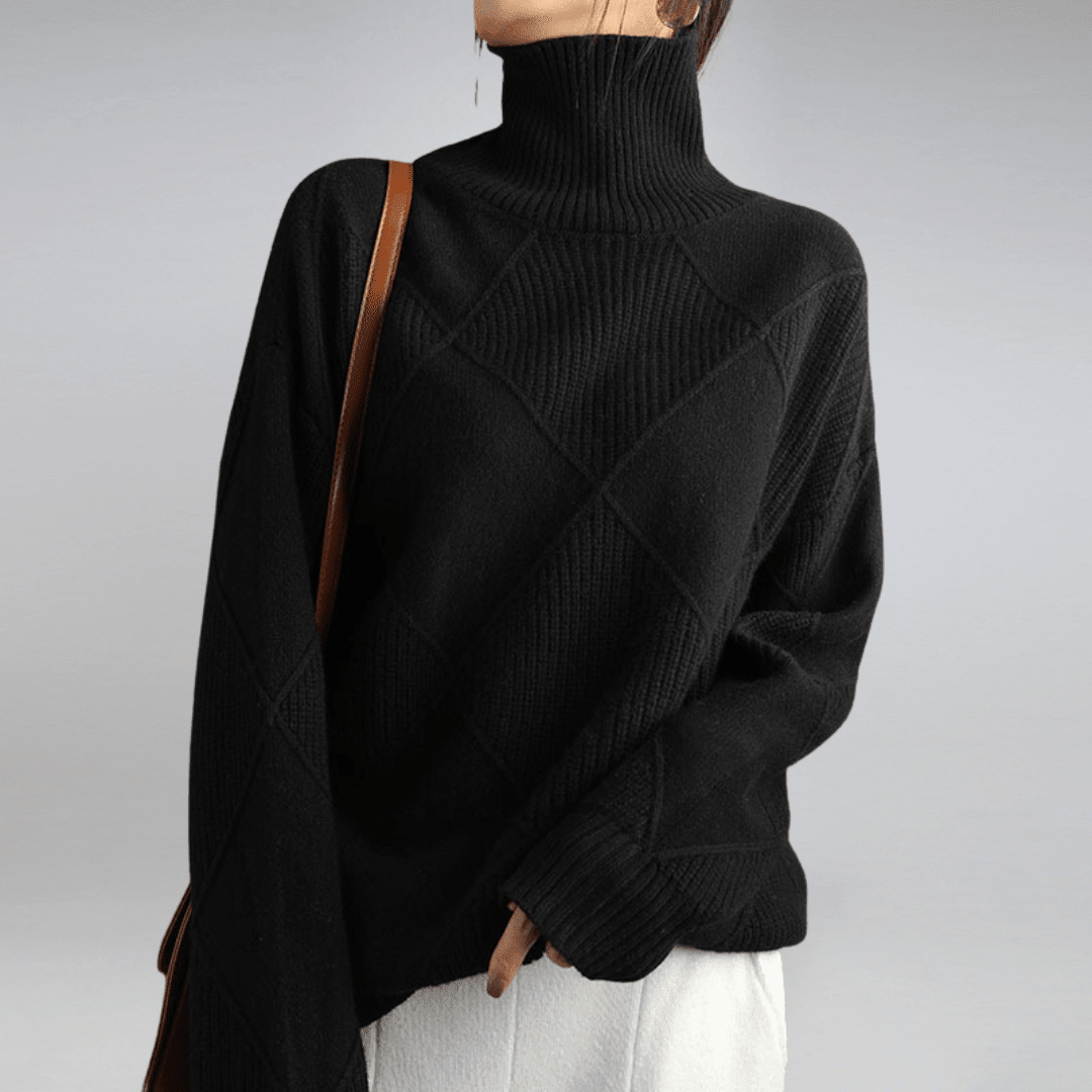 Tasana | Women's Diamond Knit Sweater - Textured Pullover - Nalani - Fashion Clothing and Decor