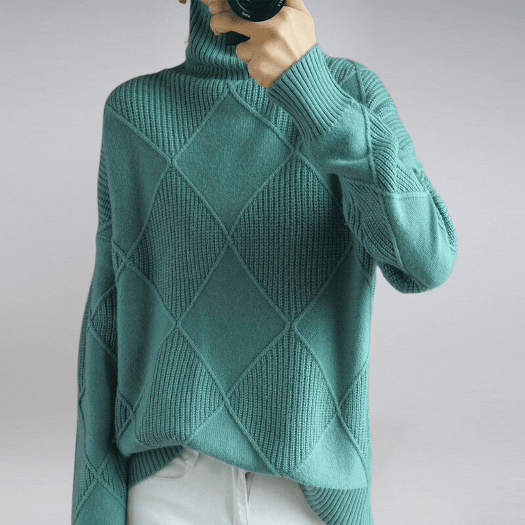 Tasana | Women's Diamond Knit Sweater - Textured Pullover - Nalani - Fashion Clothing and Decor
