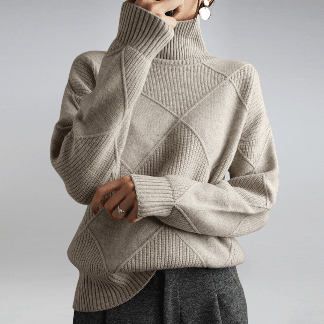 Tasana | Women's Diamond Knit Sweater - Textured Pullover - Nalani - Fashion Clothing and Decor