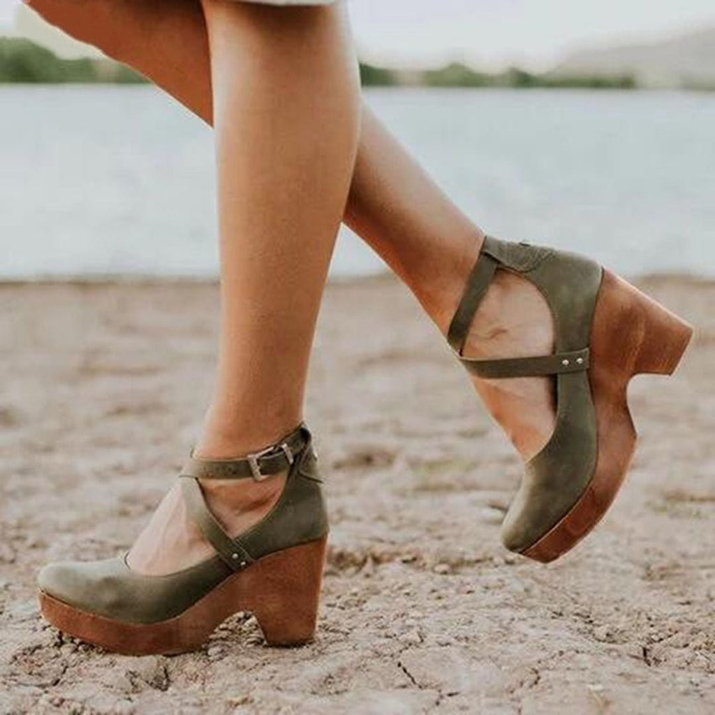Teresa | Elegant Wedge Heels With Closed Toe And Ankle Strap For Women - Nalani - Fashion Clothing and Decor