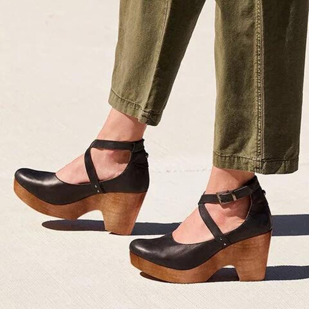 Teresa | Elegant Wedge Heels With Closed Toe And Ankle Strap For Women - Nalani - Fashion Clothing and Decor