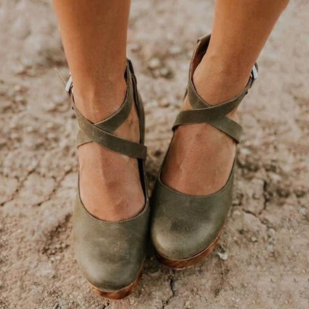 Teresa | Elegant Wedge Heels With Closed Toe And Ankle Strap For Women - Nalani - Fashion Clothing and Decor