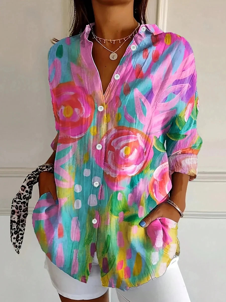Terri | Colorful Blouse With Playful Print For Everyday Wear - Nalani - Fashion Clothing and Decor