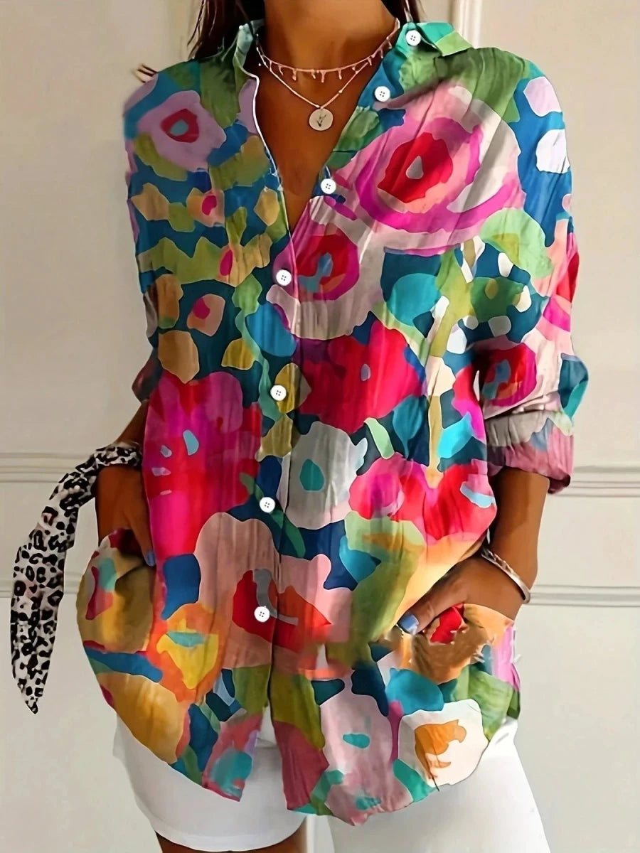 Terri | Colorful Blouse With Playful Print For Everyday Wear - Nalani - Fashion Clothing and Decor