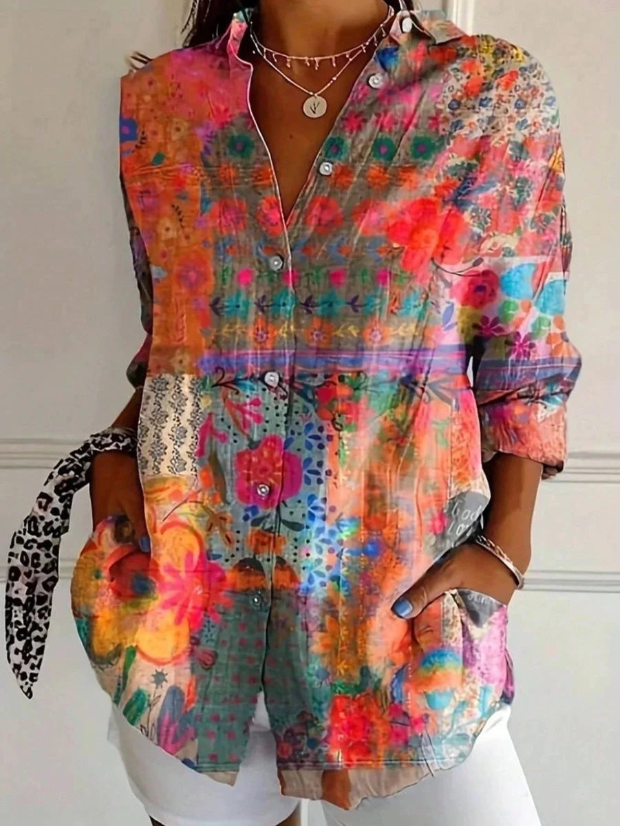 Terri | Colorful Blouse With Playful Print For Everyday Wear - Nalani - Fashion Clothing and Decor