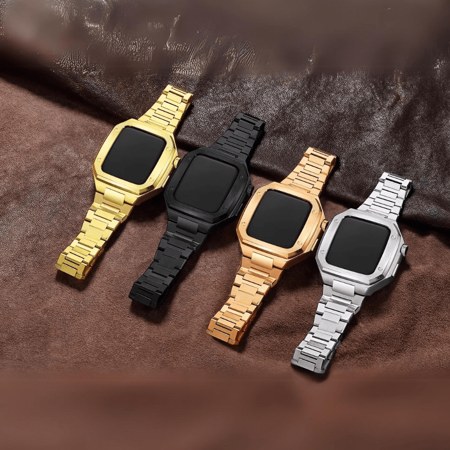 The Executive - Stainless Steel Apple Watch Mod With Rubber Watch Band - Nalani - Fashion Clothing and Decor