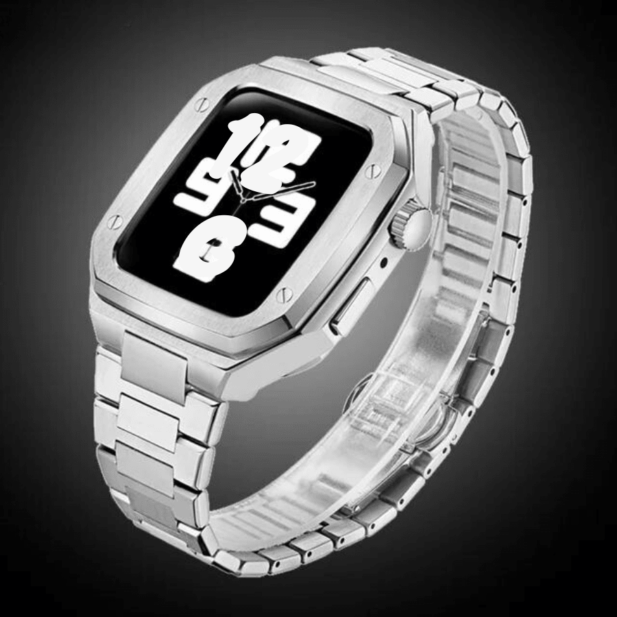 The Executive - Stainless Steel Apple Watch Mod With Rubber Watch Band - Nalani - Fashion Clothing and Decor