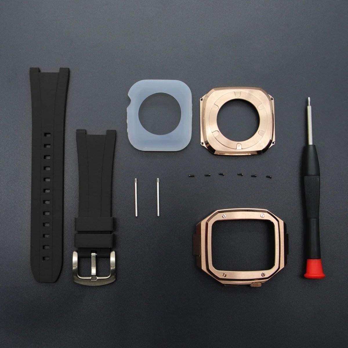The Executive - Stainless Steel Apple Watch Mod With Rubber Watch Band - Nalani - Fashion Clothing and Decor