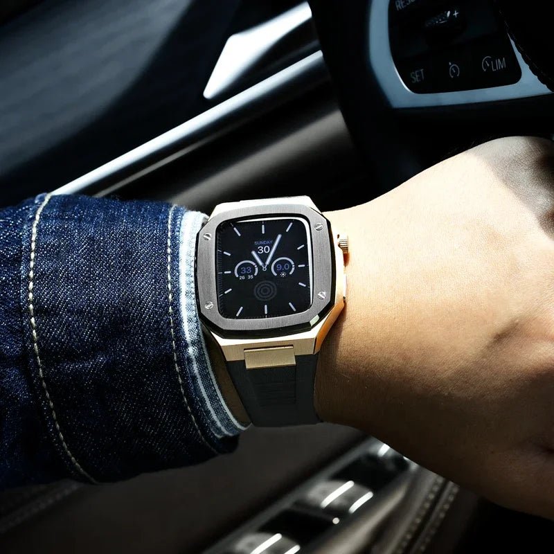 The Executive - Stainless Steel Apple Watch Mod With Rubber Watch Band - Nalani - Fashion Clothing and Decor