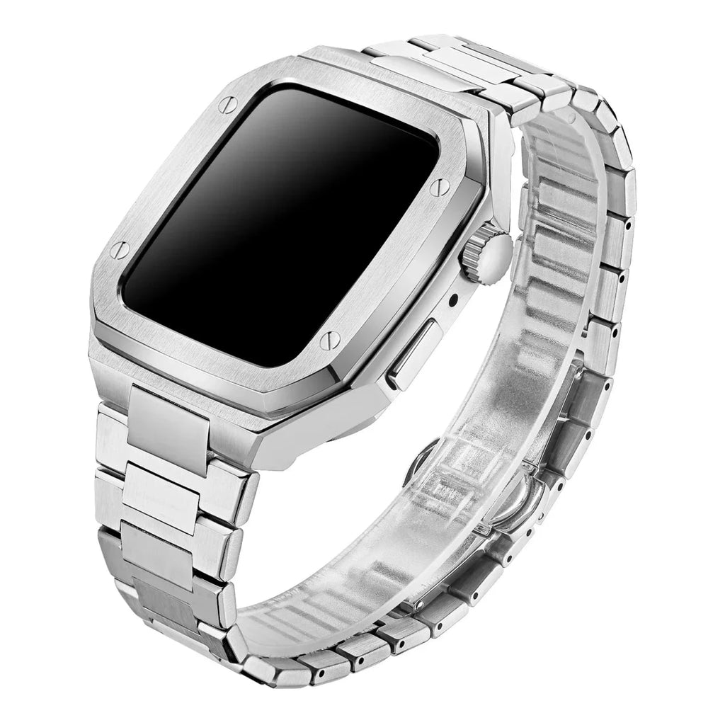 The Executive - Stainless Steel Apple Watch Mod With Rubber Watch Band - Nalani - Fashion Clothing and Decor