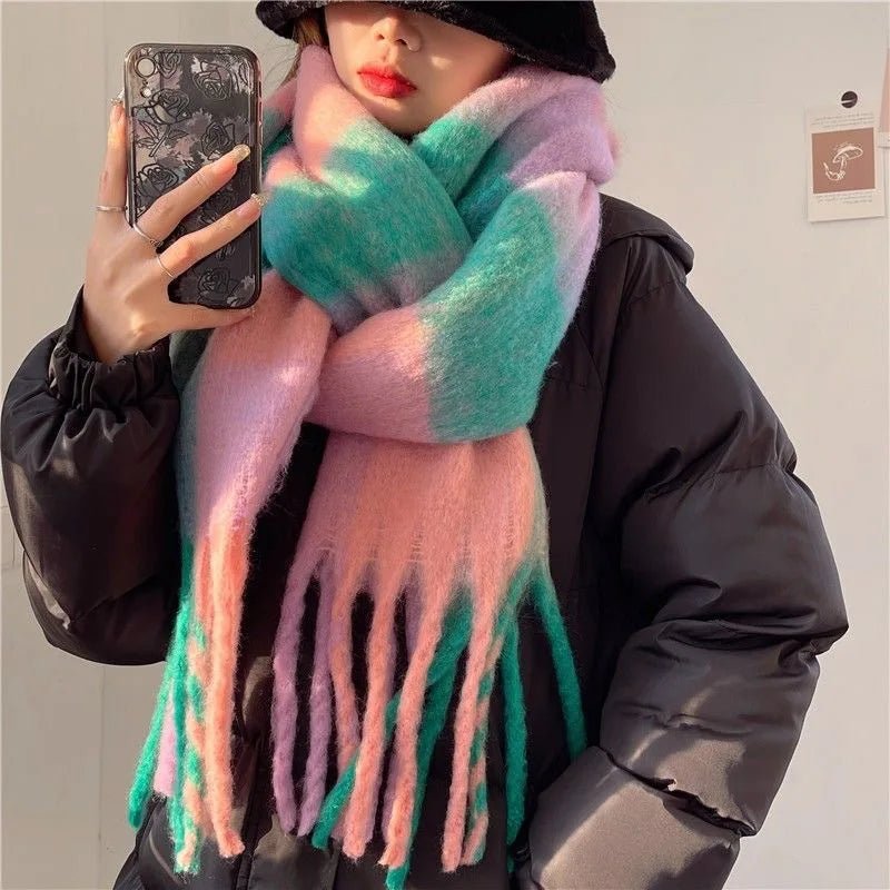 Thick Colorful Cashmere Wool Scarf for Warm Winter Days - Nalani - UK Fashion Clothing and Decor