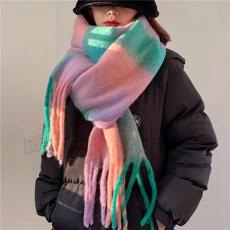 Thick Colorful Cashmere Wool Scarf for Warm Winter Days - Nalani - UK Fashion Clothing and Decor