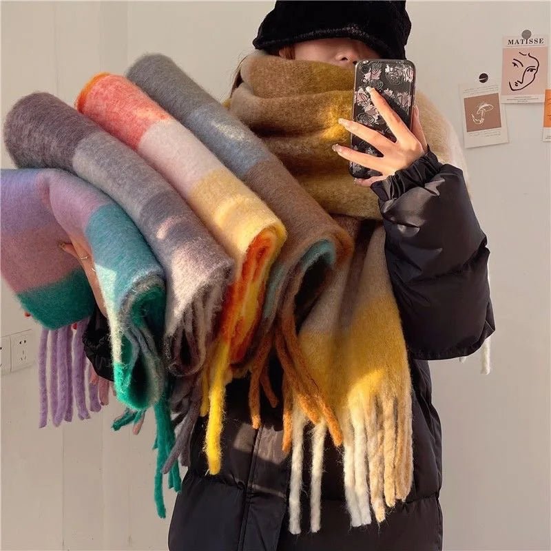 Thick Colorful Cashmere Wool Scarf for Warm Winter Days - Nalani - UK Fashion Clothing and Decor
