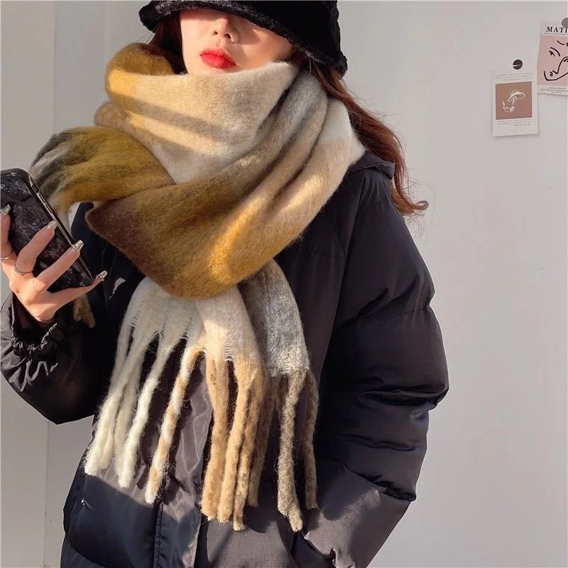 Thick Colorful Cashmere Wool Scarf for Warm Winter Days - Nalani - UK Fashion Clothing and Decor