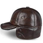 Thick Leather Winter Bomber Hat With Velvet Ear Flaps - Nalani - UK Fashion Clothing and Decor