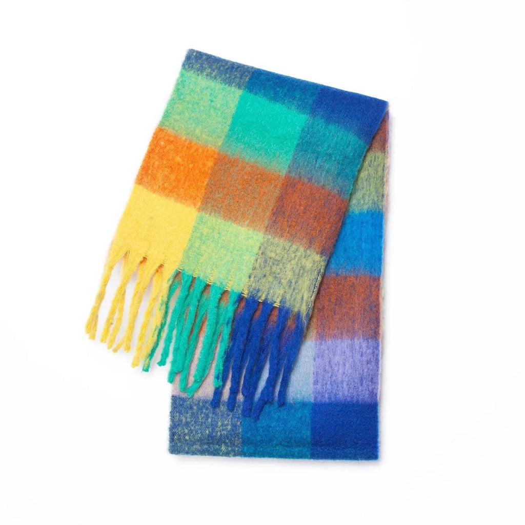 Thick Warm Cashmere Rainbow Scarf For Cozy Winter Days - Nalani - UK Fashion Clothing and Decor