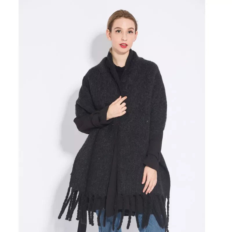 Thick Warm Cashmere Scarf With Long Fringes For Winter - Nalani - UK Fashion Clothing and Decor