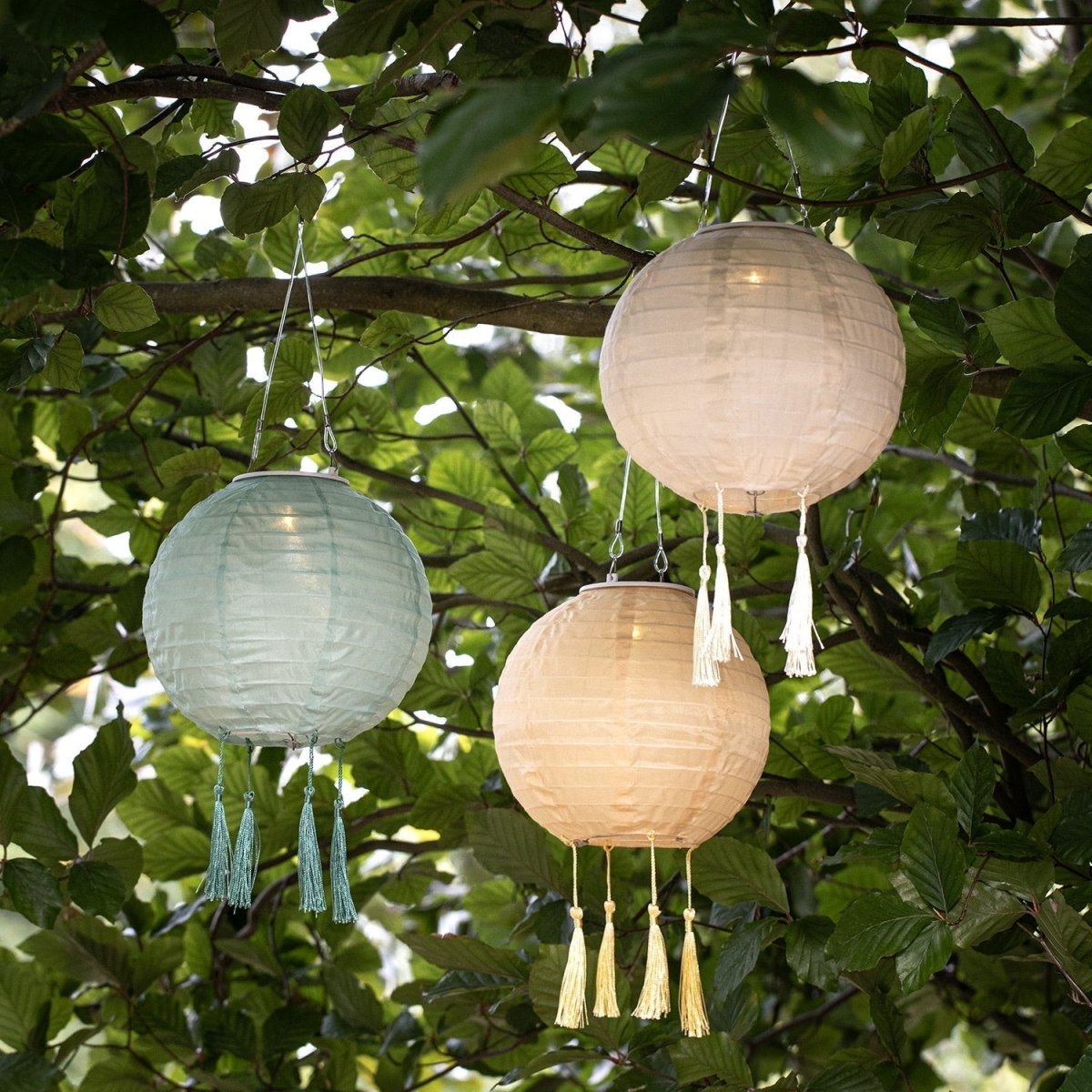 Three Pack Outdoor Solar Lanterns With Dusk Activation - Nalani - UK Fashion Clothing and Decor