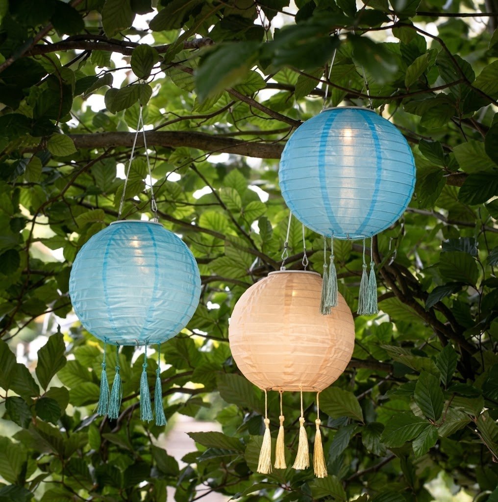 Three Pack Outdoor Solar Lanterns With Dusk Activation - Nalani - Fashion Clothing and Decor