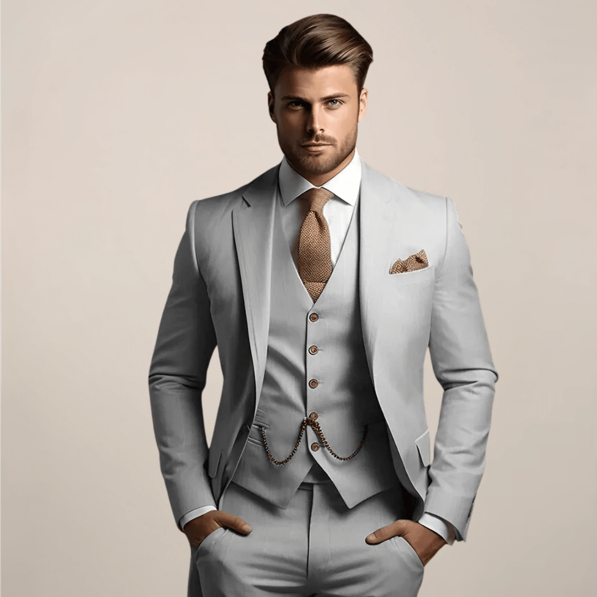 Three-Piece Men's Blazer With Waistcoat - Nalani - Fashion Clothing and Decor