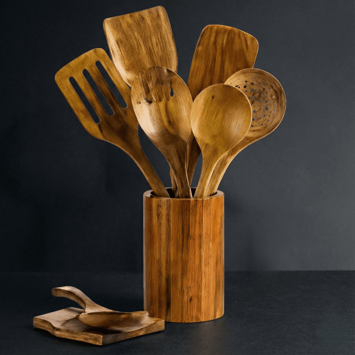 Traditional Japanese Wooden Kitchen Utensils (7-Piece) – Natural Unfinished Wooden Spoons & Spatulas for Cooking - Nalani - Fashion Clothing and Decor