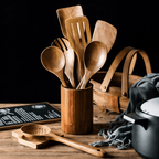 Traditional Japanese Wooden Kitchen Utensils (7-Piece) – Natural Unfinished Wooden Spoons & Spatulas for Cooking - Nalani - Fashion Clothing and Decor