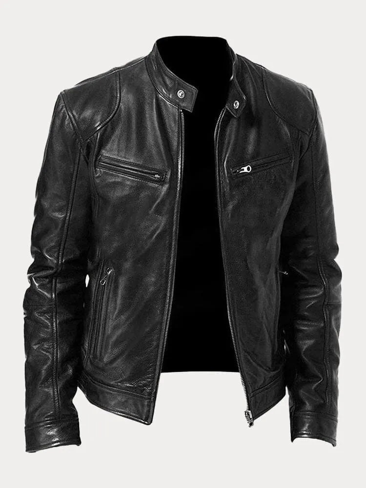 Trail - PU Leather Biker Jacket Loose Fit Cotton Lining Colors - Nalani - Fashion Clothing and Decor