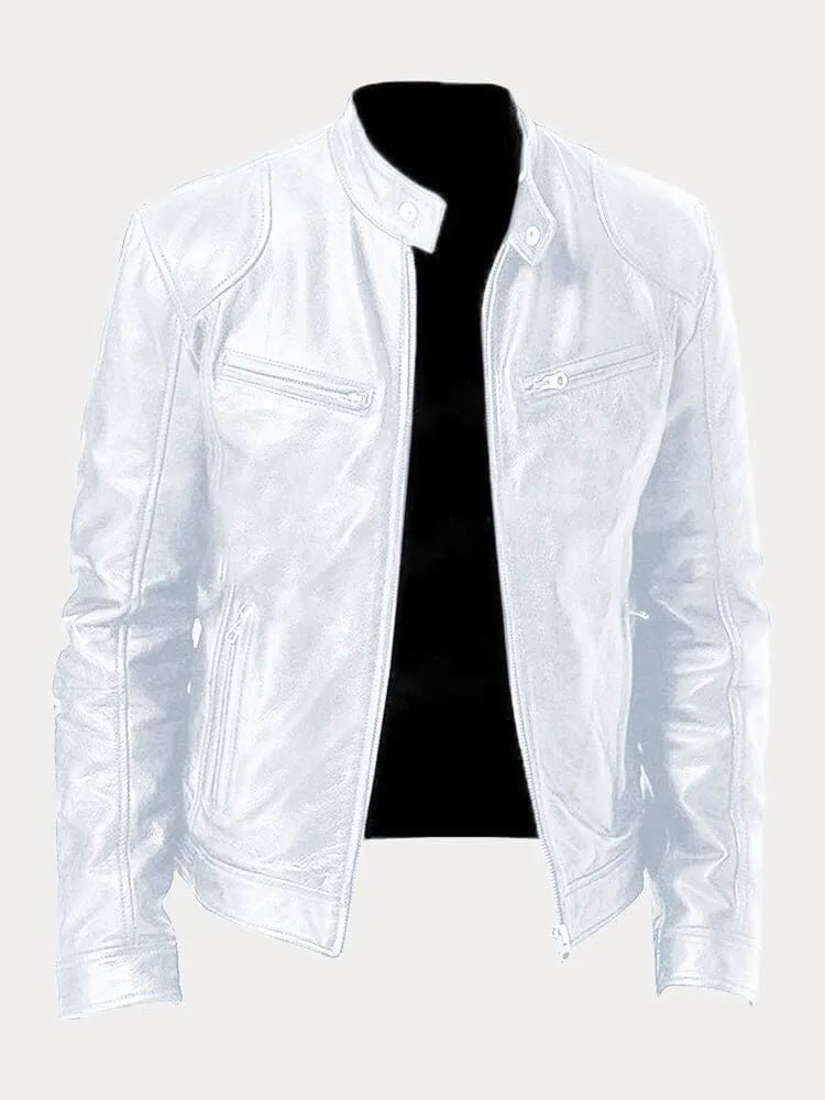 Trail - PU Leather Biker Jacket Loose Fit Cotton Lining Colors - Nalani - Fashion Clothing and Decor