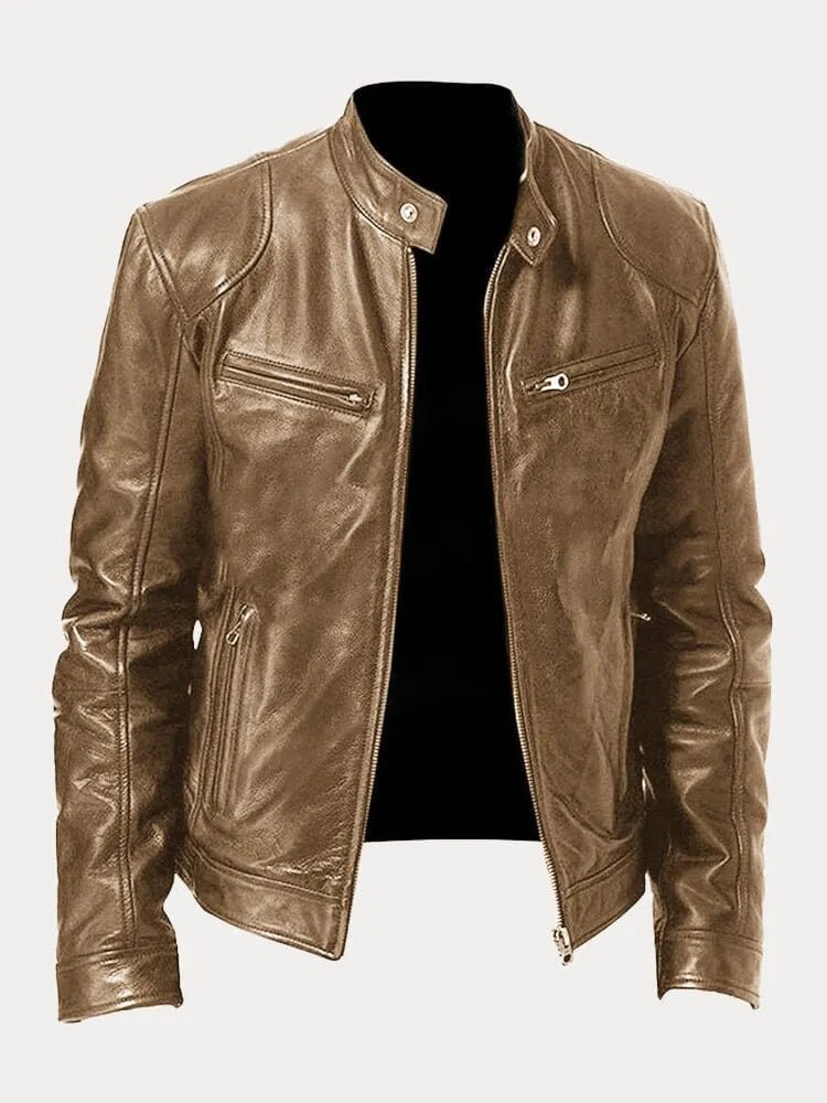 Trail - PU Leather Biker Jacket Loose Fit Cotton Lining Colors - Nalani - Fashion Clothing and Decor