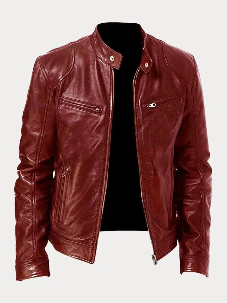 Trail - PU Leather Biker Jacket Loose Fit Cotton Lining Colors - Nalani - Fashion Clothing and Decor