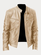Trail - PU Leather Biker Jacket Loose Fit Cotton Lining Colors - Nalani - Fashion Clothing and Decor