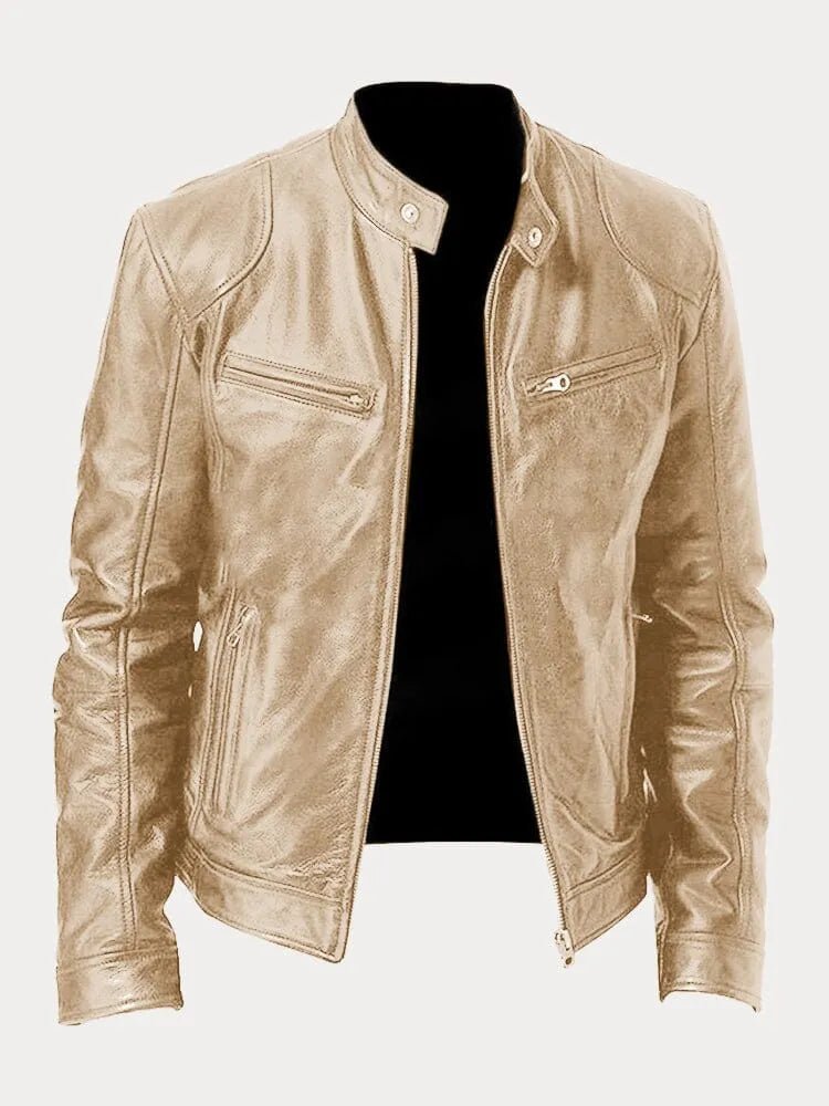 Trail - PU Leather Biker Jacket Loose Fit Cotton Lining Colors - Nalani - Fashion Clothing and Decor