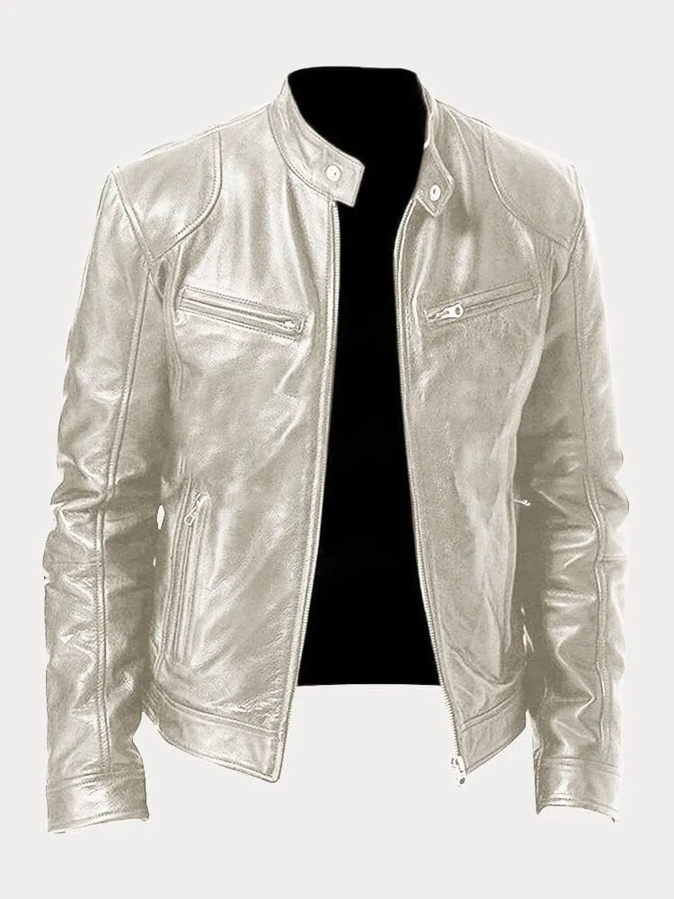 Trail - PU Leather Biker Jacket Loose Fit Cotton Lining Colors - Nalani - Fashion Clothing and Decor