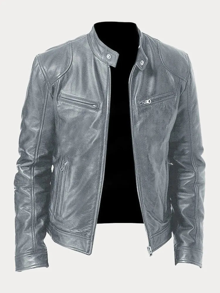 Trail - PU Leather Biker Jacket Loose Fit Cotton Lining Colors - Nalani - Fashion Clothing and Decor