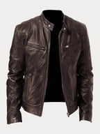 Trail - PU Leather Biker Jacket Loose Fit Cotton Lining Colors - Nalani - Fashion Clothing and Decor