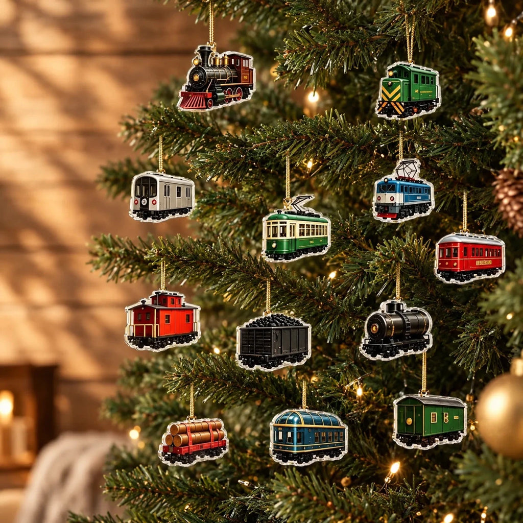 Train Advent Calendar – 24 Train Acrylic Ornaments from Steam Locomotive to Freight Car, for Kids & Train Lovers - Nalani - Fashion Clothing and Decor