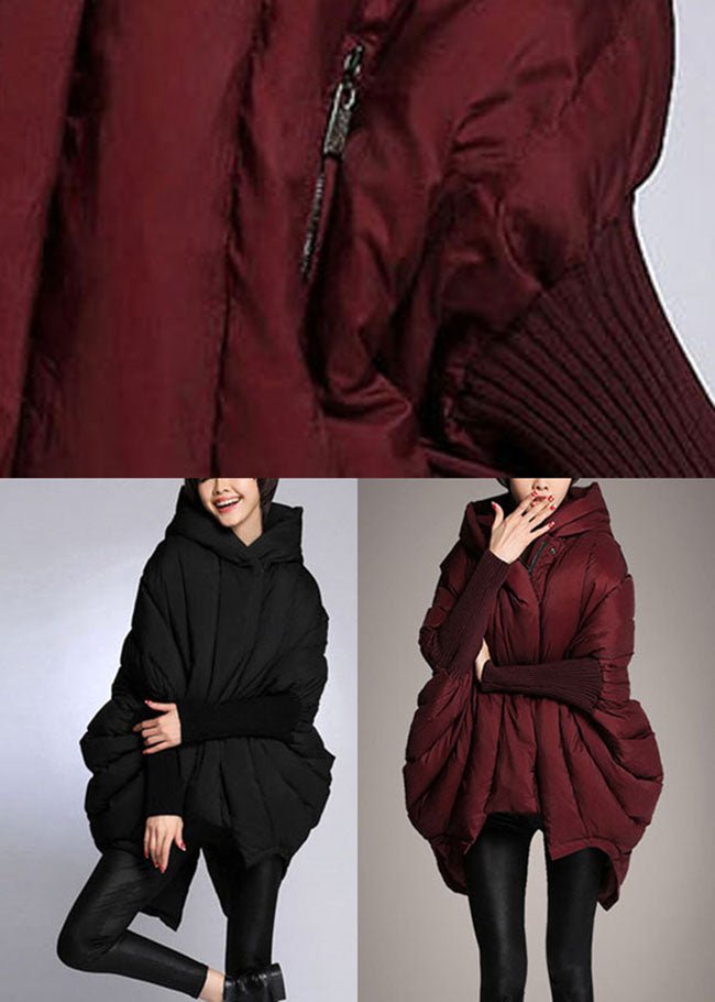 Trendy Down Coat With Hood And Cape Sleeves Puffer Jacket - Nalani - UK Fashion Clothing and Decor