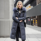 Trendy Midi Womens Coat With Faux Fur Collar Plus Size - Nalani - UK Fashion Clothing and Decor